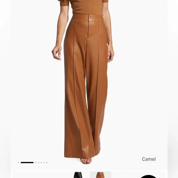 Alice + Olivia Dylan Wide-Leg Vegan Leather Pants size 10 NWOT - Picture 2 of 7